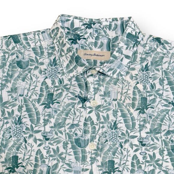 Tommy Bahama Other - NWT Tommy Bahama Mens L Deep Sea Teal Cotton Tropical Pineapple Print Camp Shirt